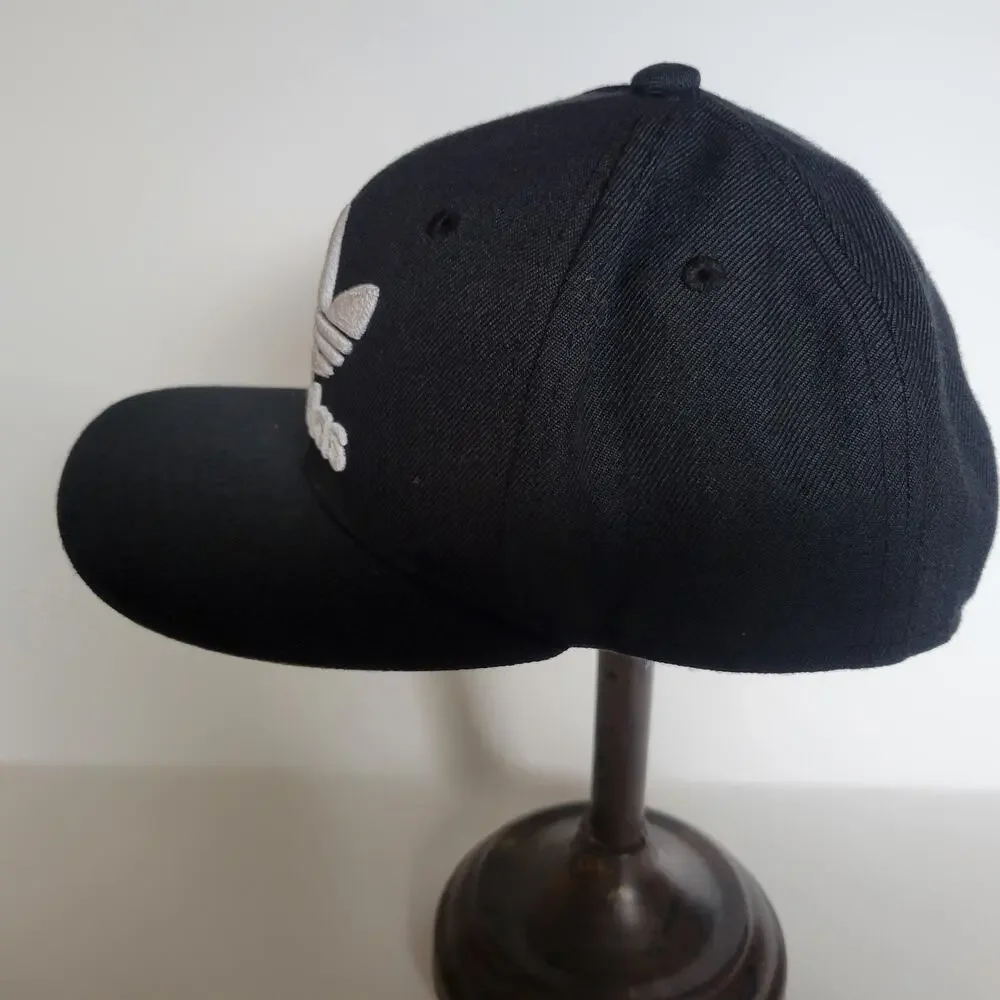 Adidas Trefoil Throwback Logo Hat Cap Youth Kids Boys Adjustable Snapback Black